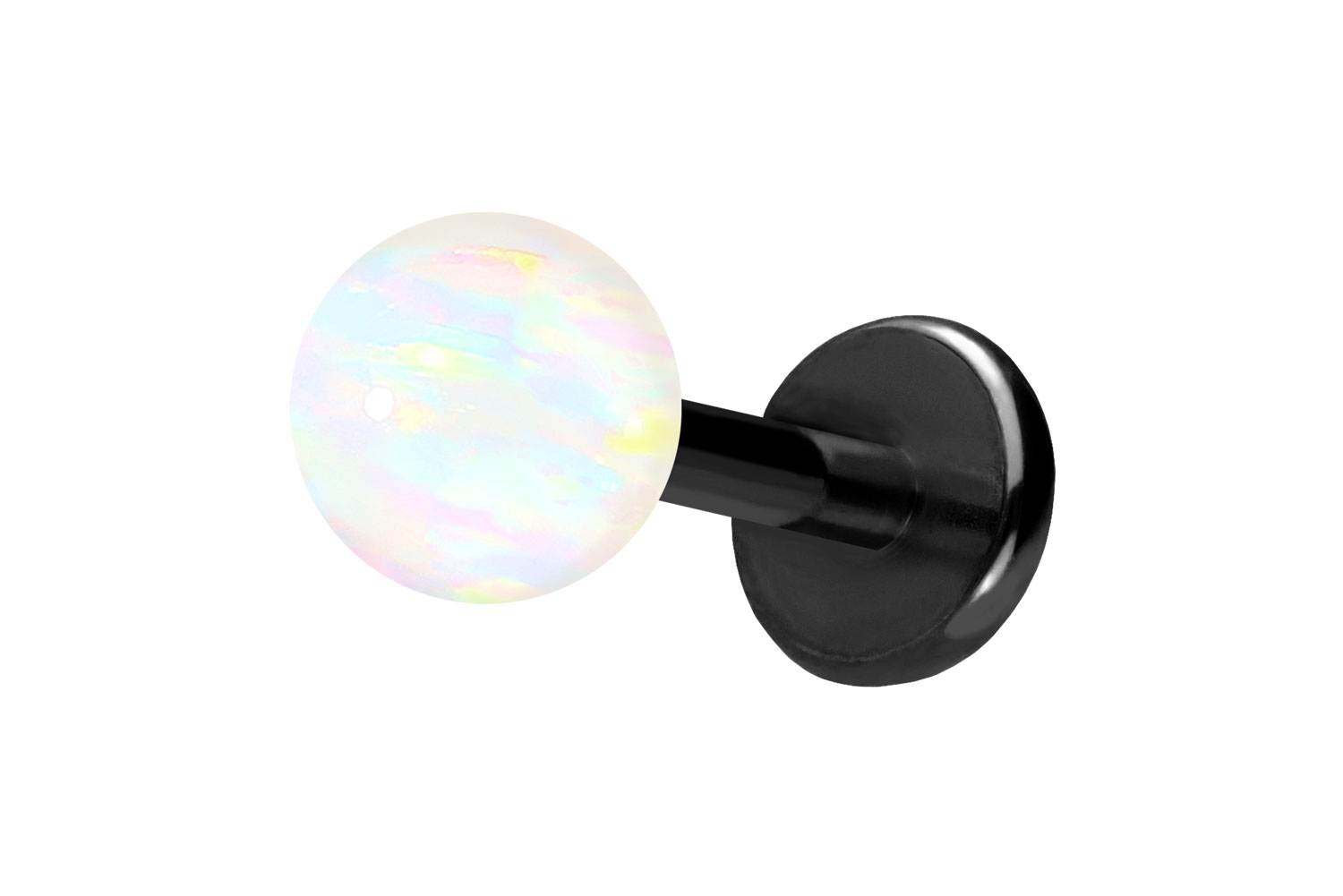 Titan Labret Piercing mit Push Fit SYNTHETISCHER OPAL